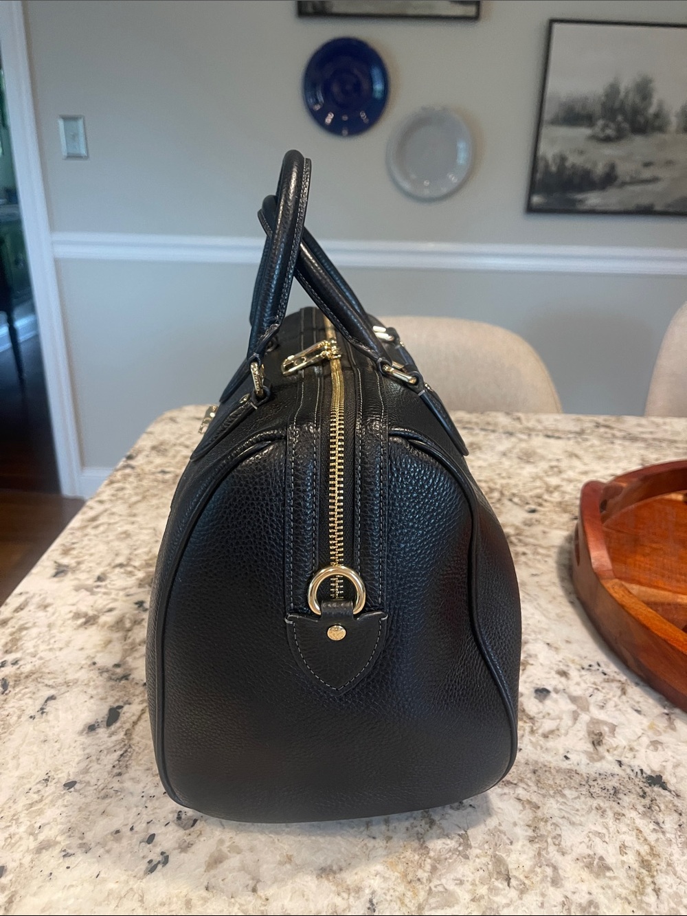 Coach Black Pebbled Leather Large Rowen with Gold Hardware - Picture 4 of 6